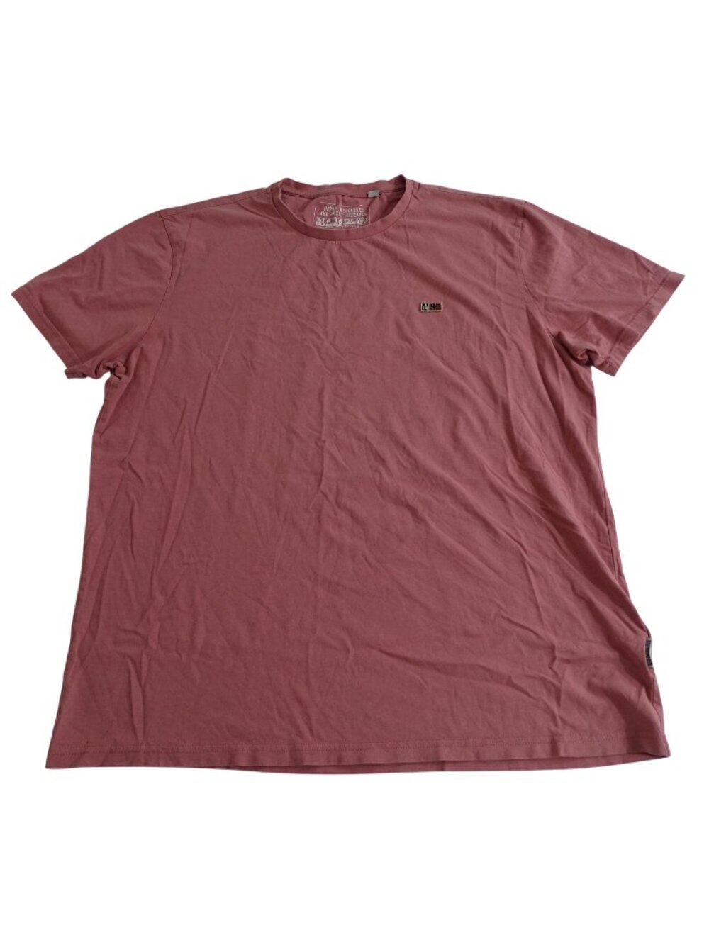 Napapijri Pink Salmon Crewneck T-Shirt Men Size 3XL Cotton Short Sleeve